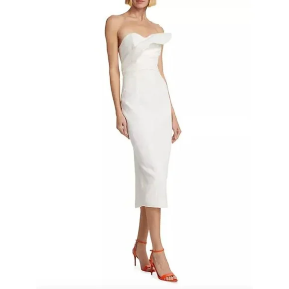 MARA HOFFMAN Lisha Strapless Cotton Midi Dress Ivory Womens Size 00
